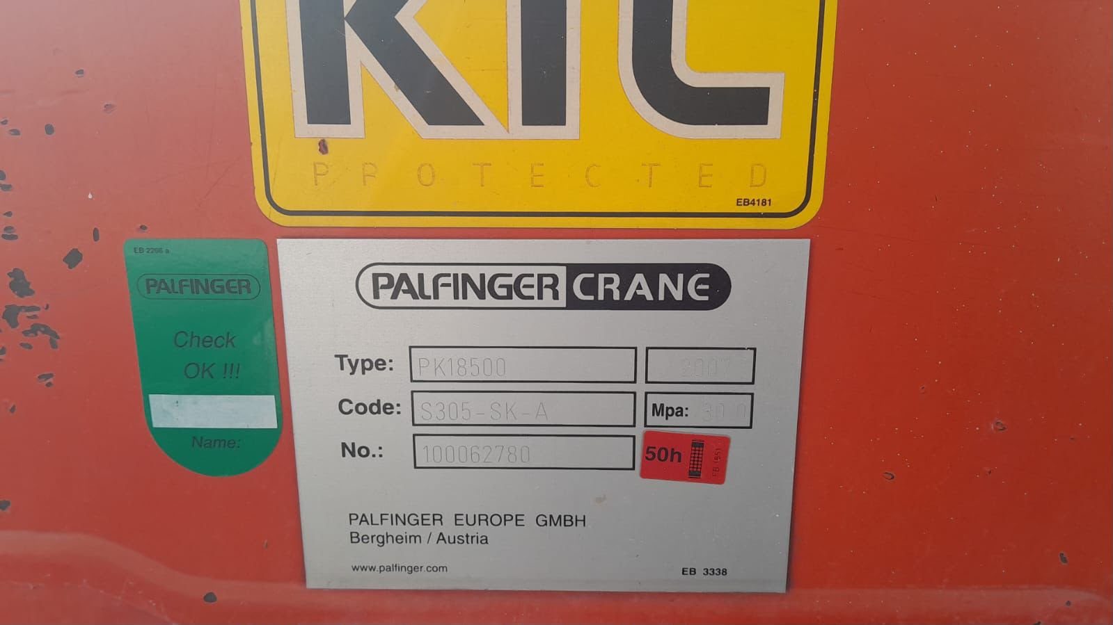 GRÚA ARTICULADA 8 TON PALFINGHER  PK18500 2007
